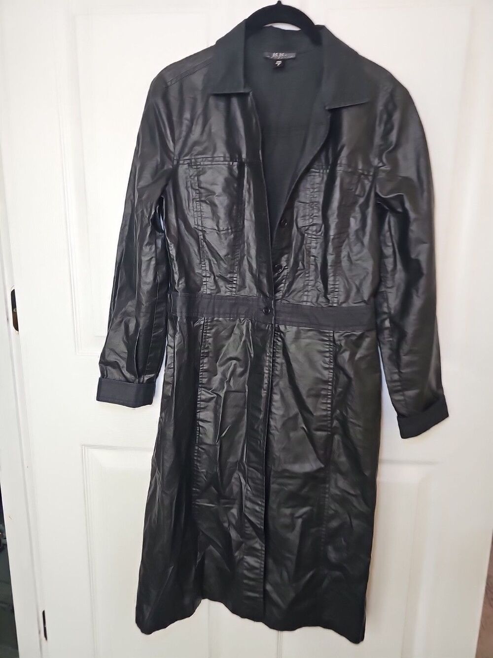 BCBG Women's Long Black Lightweight Trench Coat Size 2